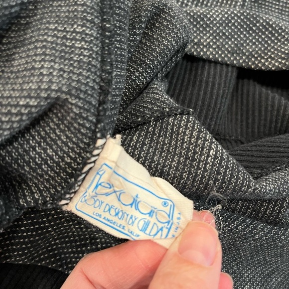 RARE VTG 80s Flexatard Unitard Body Designs By Gilda Size S Small Black Grey USA - Picture 5 of 7